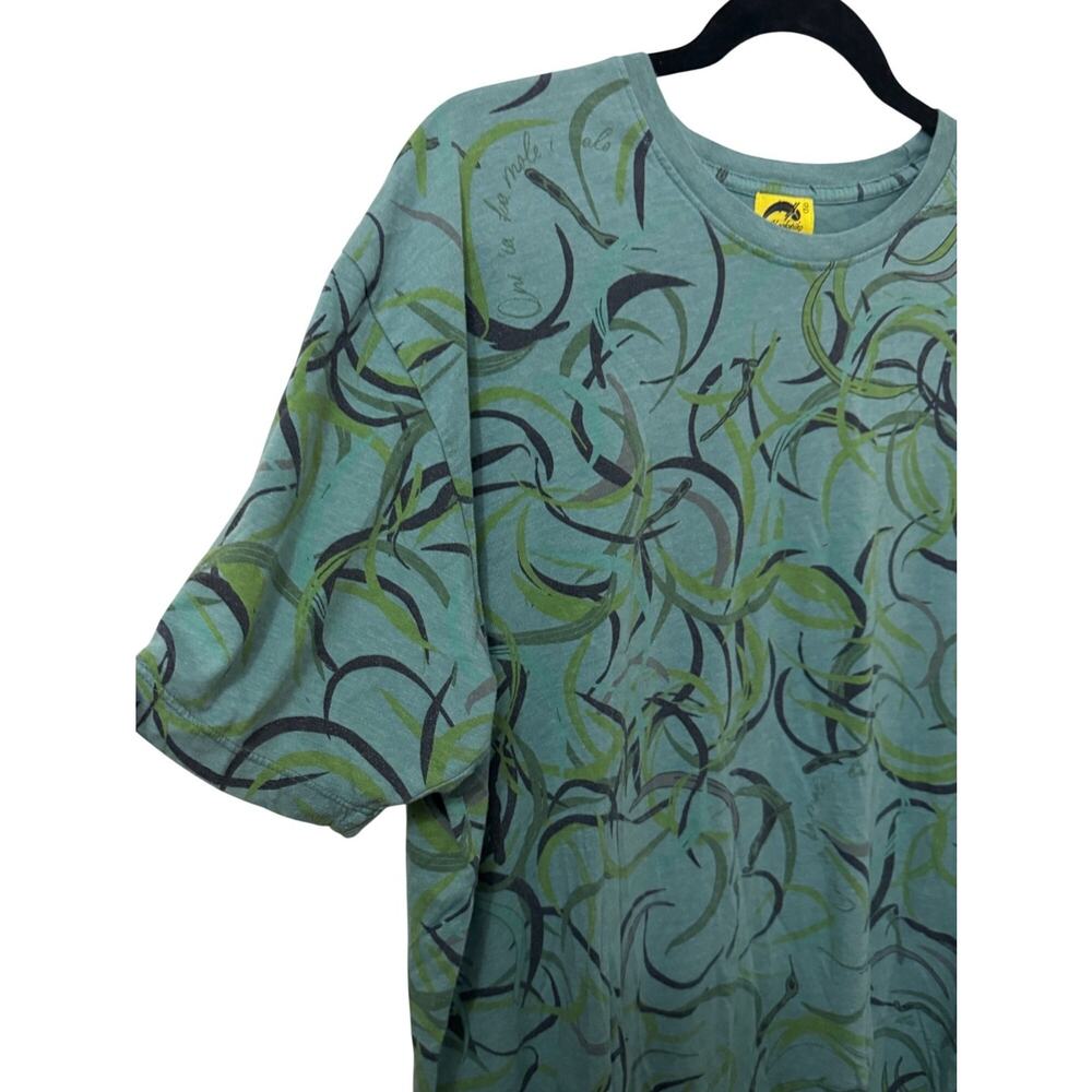 Kialoapiko 2X Organic Cotton Plus Size Green Short Sleeve Women Aloha EUC - Picture 3 of 8